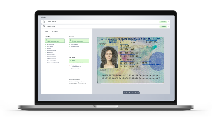 UK passport display on laptop in results dashboard